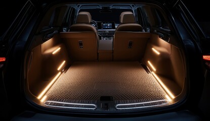 Fototapeta premium Luxury Car Trunk with Elegant Interior Lighting