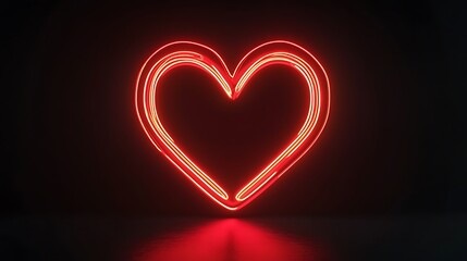 Glowing neon heartbeat icon in red with pulsating light on dark background

