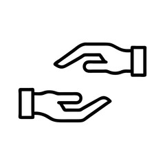 Fototapeta premium Two hands in a supportive gesture against a white background 