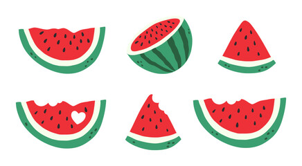 Set of hand draw different watermelon illustration collection.