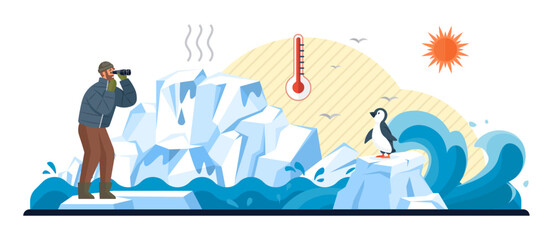 Global warming vector illustration. Global warming concept, chilling specter, haunts dreams those concerned about future climate Ecosystem, delicate symphony, resonates with dissonance climate change