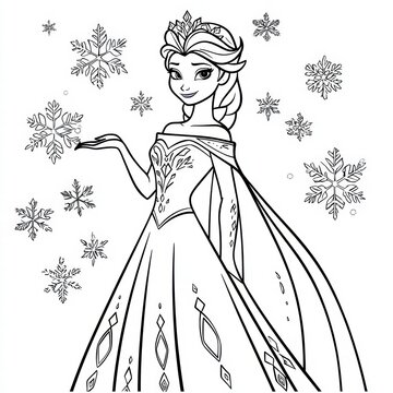 Enchanting Ice Queen: A regal ice queen, gracefully surrounded by a flurry of delicate snowflakes, radiating a sense of magical elegance and winter wonder.