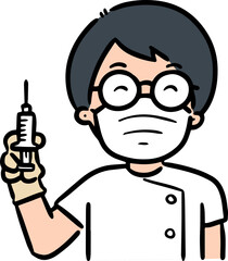 Illustration of doctor holding syringe