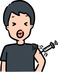 Illustration of man being injected
