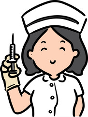 Illustration of nurse holding syringe