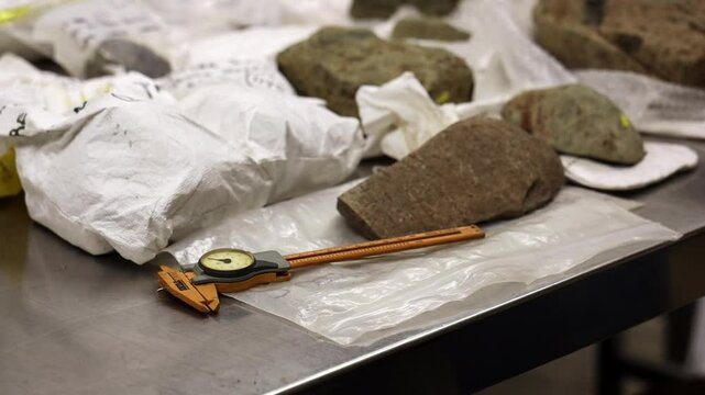 Materials dig up in archaeology and a Dial Caliper in the UPR - University of Puerto Rico in Utuado