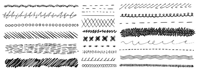 Set of hand-drawn vintage frames and borders in black and white. Abstract cartoon doodles, grunge strokes, and decorative sketch elements. Perfect for retro design, shading, and creative outlines