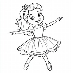 Fototapeta premium A graceful young ballerina takes a graceful dance step. Her bright eyes capture the delight in this drawing.
