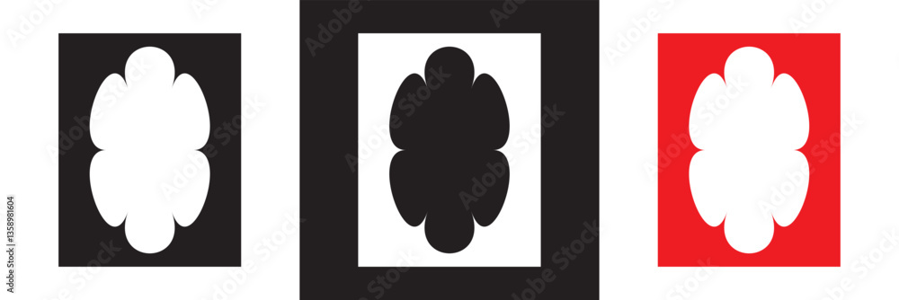 Poster wavy frame borders. scallop shape picture frames. wave rectangle set. squiggly zigzag text frame col