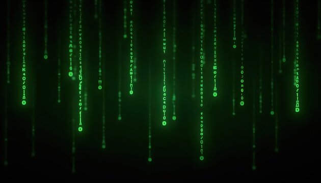 A dark background with a bunch of green numbers