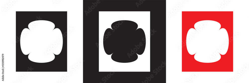 Poster wavy frame borders. scallop shape picture frames. wave rectangle set. squiggly zigzag text frame col