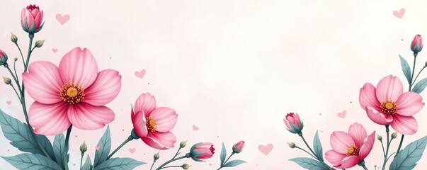 Watercolor painting of pastel flowers on soft background,  garden,  delicate