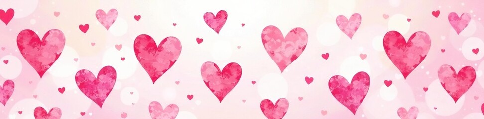 Watercolor seamless valentine heart pattern background with soft pastel colors,  celebration,  soft