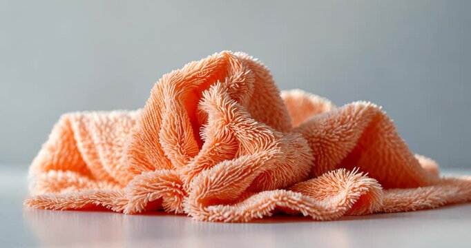 Crumpled microfiber cleaning cloth, set against a background, close-up view.