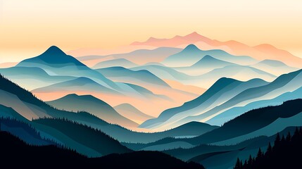 Obraz premium A beautiful abstract landscape painting of layered mountain ranges