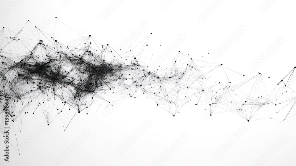 Poster abstract network graphic, digital connection, data flow visualization, background image, for technol