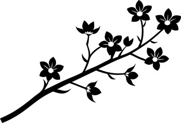 branch with blossoms icon on white background art