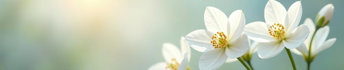 Fototapeta premium White flowers with delicate petals and a pure, elegant beauty, background, white
