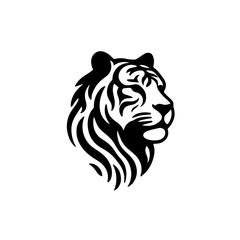 Fierce Tribal Tiger Head Logo Vector, Wild Animal Face Illustration, Black and White Ink Tattoo Design, Majestic Jungle Predator, Powerful Big Cat Emblem, Wildlife Art, Mascot Symbol, Graphic Icon