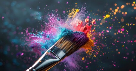 Fototapeta premium Colorful paint explosion from a brush.