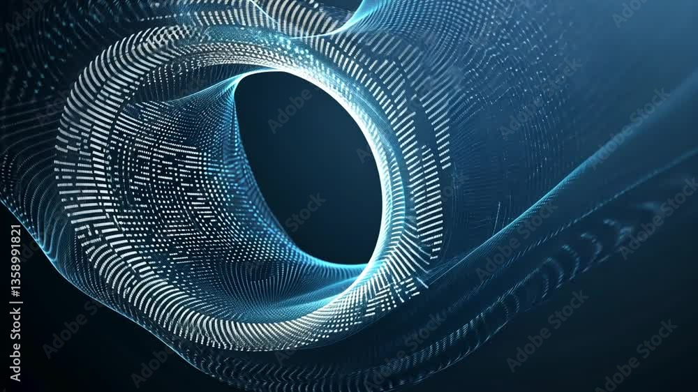 Poster futuristic data stream vortex with glowing digital patterns generative ai