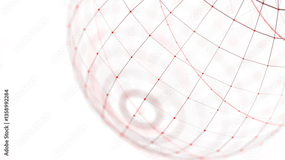 Poster abstract 3d sphere. futuristic dots background. colored music surface. 3d rendering.
