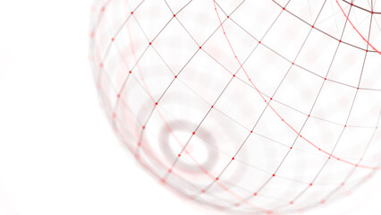 Abstract 3d sphere. Futuristic dots background. Colored music surface. 3d rendering.