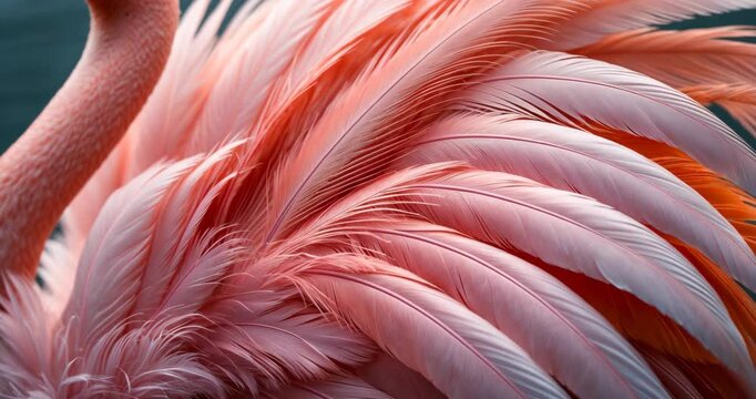 Close-up wildlife photography featuring bright pink and blush feathers.
