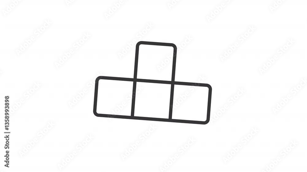 Poster animated loader bricks icon. turning toy construction block line animation. building game element. h