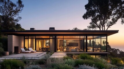 Obraz premium A Modern Bedroom with a Stylish Bed and Cozy Decor