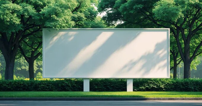 Advertising vacant elongated white billboard with room for mockup details