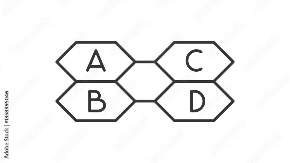 Poster animated trivia games icon. letters for answers choosing on table line animation. playing quiz for f