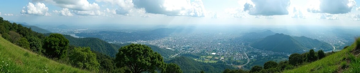 A breathtaking panoramic view of Kigali city and its beautiful outskirts as seen from a hilltop in Rwanda,  mountains,  scenic