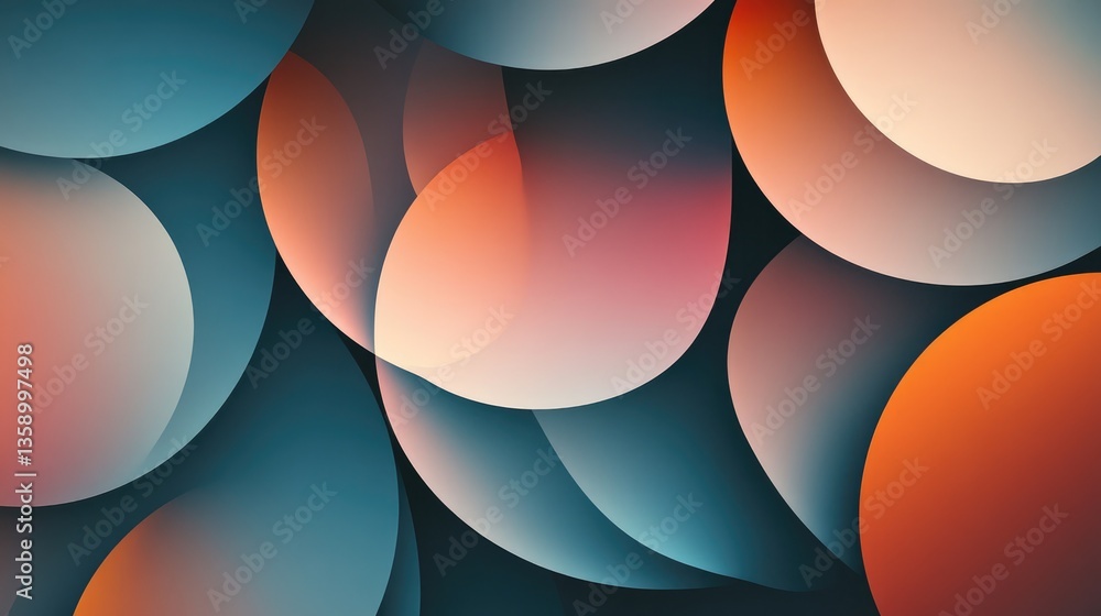 Poster abstract shapes and colorful curves in a modern design with soft gradients and a minimalist aestheti