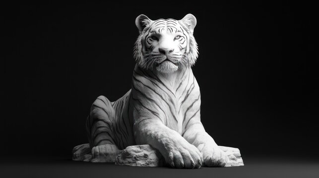 White tiger statue, resting pose