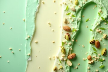 Colorful arrangement of creamy layers with nuts