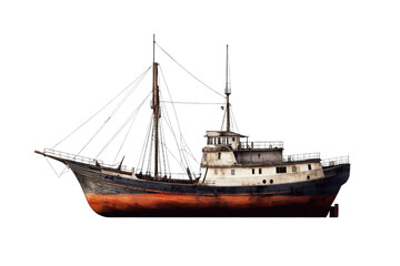 Naklejka premium vintage fishing boat on transparent background