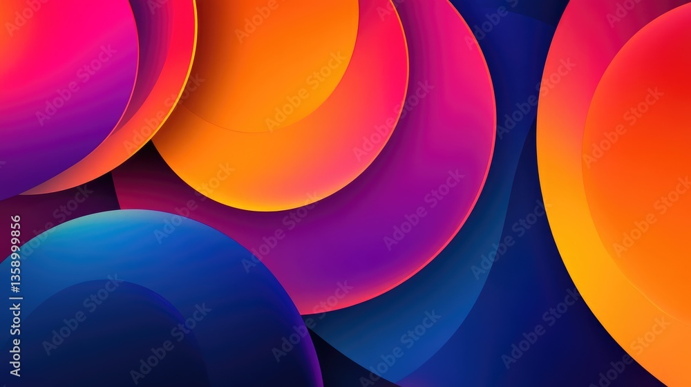 Poster vibrant abstract art with colorful circular shapes and dynamic blends