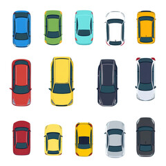 colorful cars top view illustration