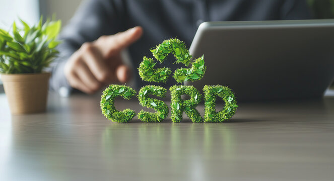 Corporate Sustainability Reporting Directive CSRD Green Leaf Concept Image