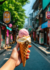 ice cream cone on the beach