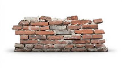 Obraz premium A semi-complete brick wall design, with bricks stacked up to half the height, mortar spread unevenly, and a clean transparent background for flexibility. 
