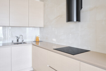 Modern kitchen with sleek design and minimalistic features in bright natural light
