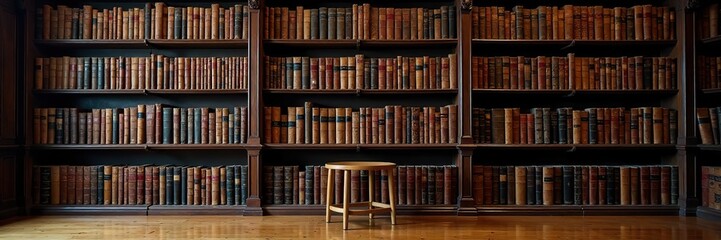 A grand wall of antique books in a majestic library room,  education,  scholarly