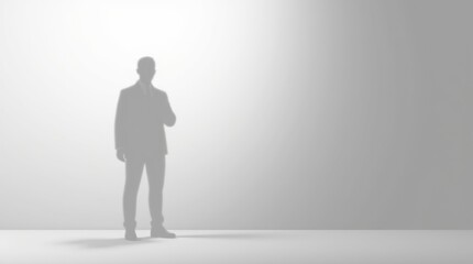 Fototapeta premium Business man silhouette standing in an abstract white setting