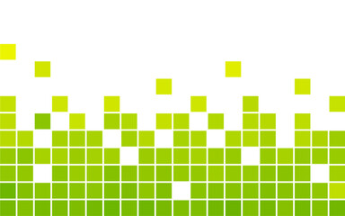 Mosaic green pixel background with copy space. Scattered matrix pattern for background, backdrop, banner, flyer, cover, and graphic design. Simple futuristic techno pattern. 