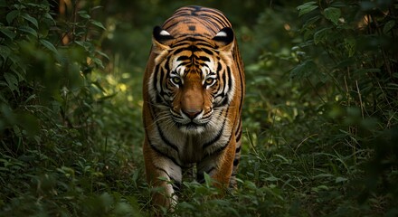 Bengal Tiger Emerging from the Jungle Shadows