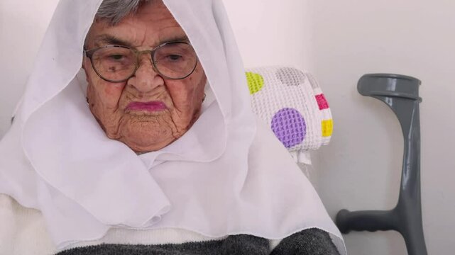 Very Old Senior Muslim Woman Portrait