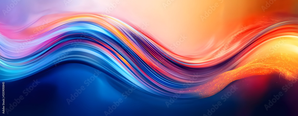 Poster colorful abstract wave design in motion. generative ai