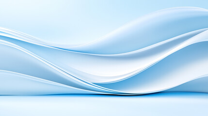 Abstract blue and white soft flowing waves creating a peaceful and modern design.